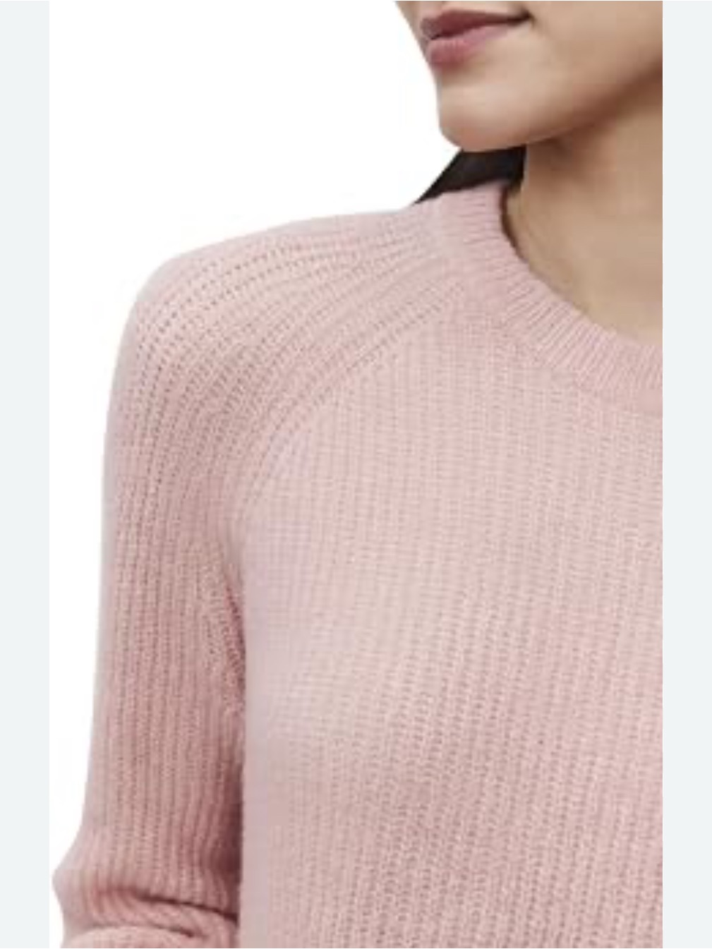 Les Copains Italy (It Size Medium) Ribbed Crewneck Sweater Pale Pink Cashmere
